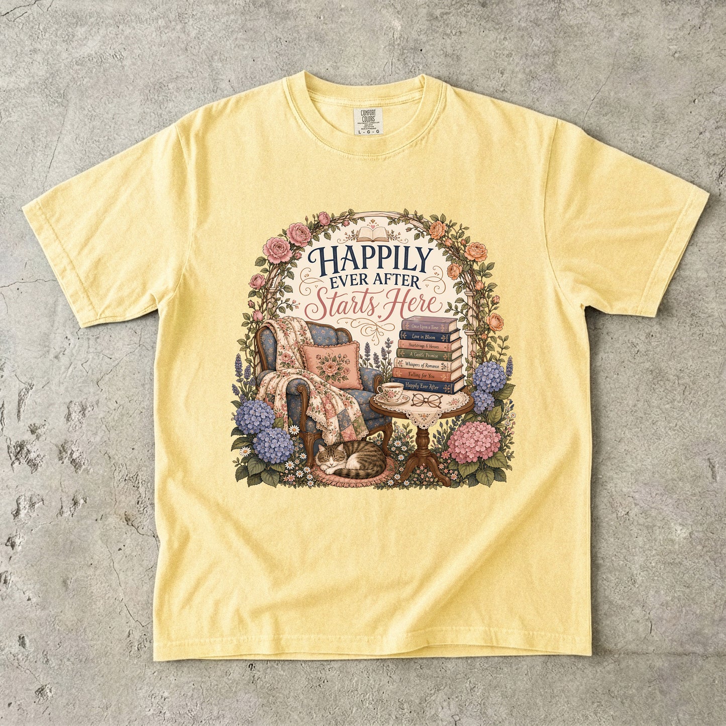 Happily Ever After Starts Here Shirt, Romance Reader Tee, Book Lover Shirt, Cozy Reading Shirt, BookTok Gift