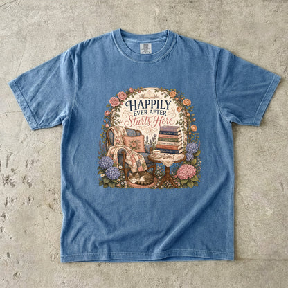 Happily Ever After Starts Here Shirt, Romance Reader Tee, Book Lover Shirt, Cozy Reading Shirt, BookTok Gift