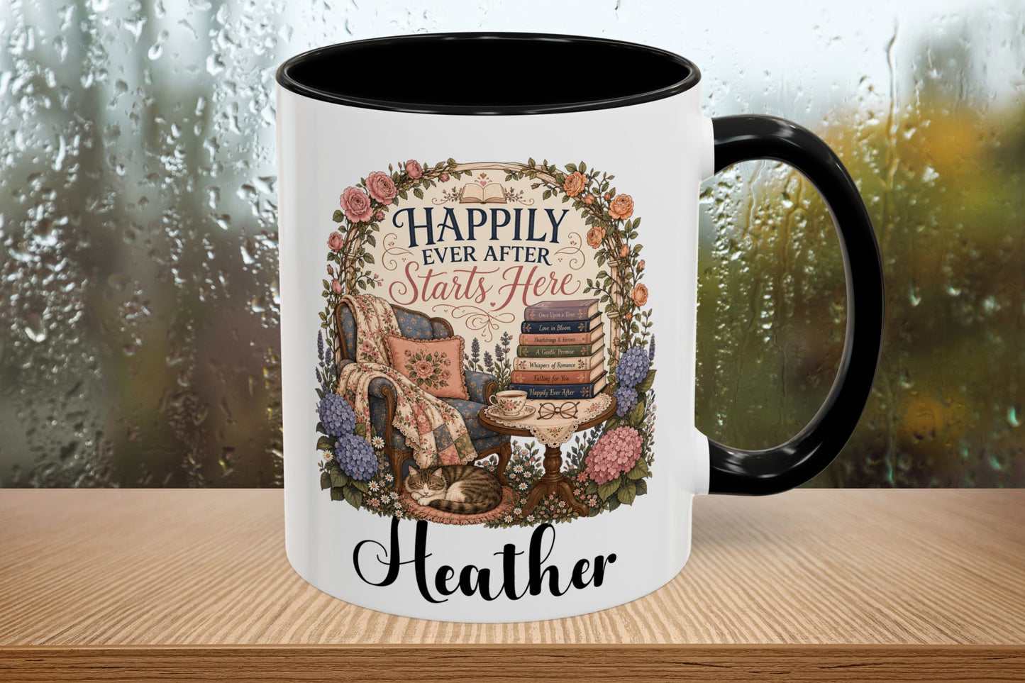 Personalized Book Lover Mug, Happily Ever After Starts Here, Romance Reader Mug, Bookish Gift, Custom Reader Coffee Cup