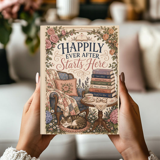 Happily Ever After Starts Here Journal, Romance Reader Notebook, Cozy Book Lover Journal, BookTok Gift, Cottagecore Reading Journal