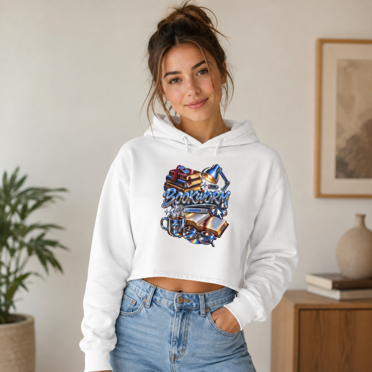 Bookworm Cropped Hoodie, Book Lover Sweatshirt, Reader Gift, Bookish Hoodie, Reading Sweatshirt, Bookworm Gift for Her