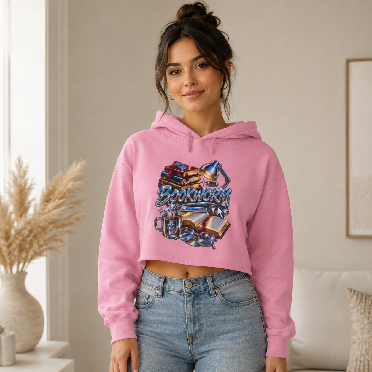 Bookworm Cropped Hoodie, Book Lover Sweatshirt, Reader Gift, Bookish Hoodie, Reading Sweatshirt, Bookworm Gift for Her