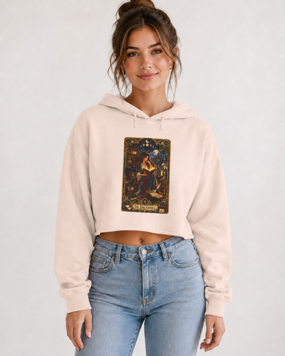 The Bibliophile Cropped Hoodie, Book Lover Sweatshirt, Tarot Card Hoodie, Bookish Gift for Reader, Dark Academia Cropped Sweatshirt