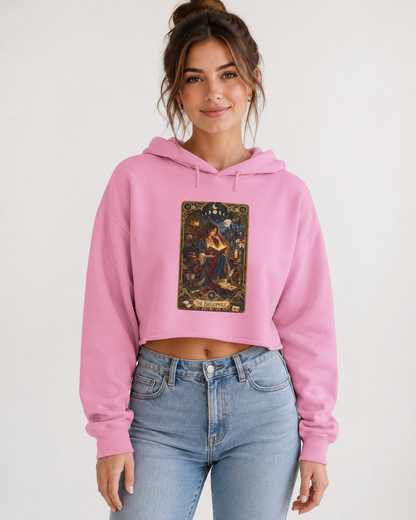 The Bibliophile Cropped Hoodie, Book Lover Sweatshirt, Tarot Card Hoodie, Bookish Gift for Reader, Dark Academia Cropped Sweatshirt