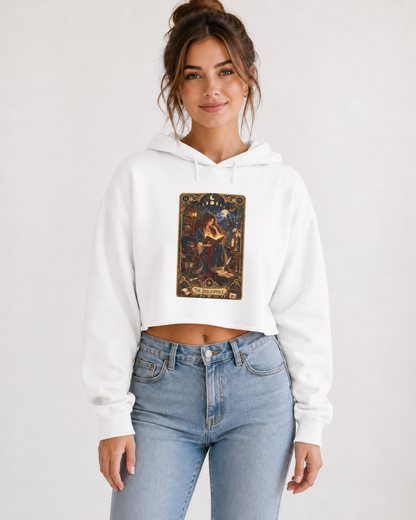 The Bibliophile Cropped Hoodie, Book Lover Sweatshirt, Tarot Card Hoodie, Bookish Gift for Reader, Dark Academia Cropped Sweatshirt