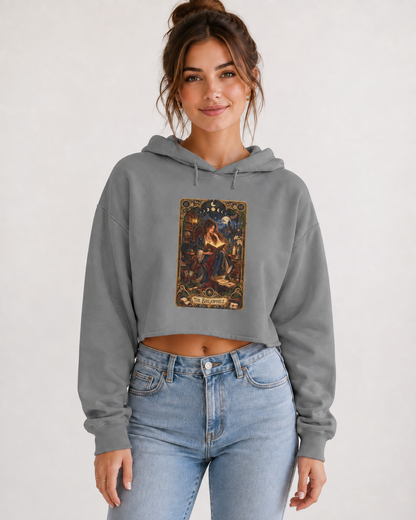 The Bibliophile Cropped Hoodie, Book Lover Sweatshirt, Tarot Card Hoodie, Bookish Gift for Reader, Dark Academia Cropped Sweatshirt