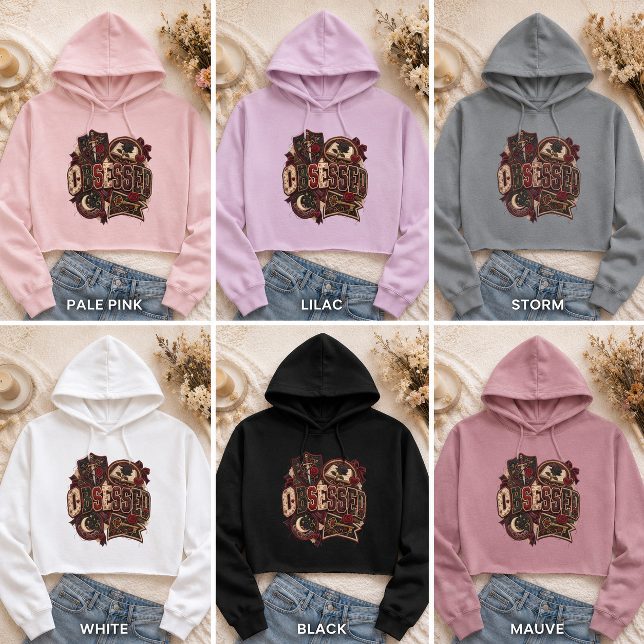 Dark Romance Cropped Hoodie, Obsession Book Lover Sweatshirt, Gothic Romance Reader Hoodie, Bookish Gift for Her
