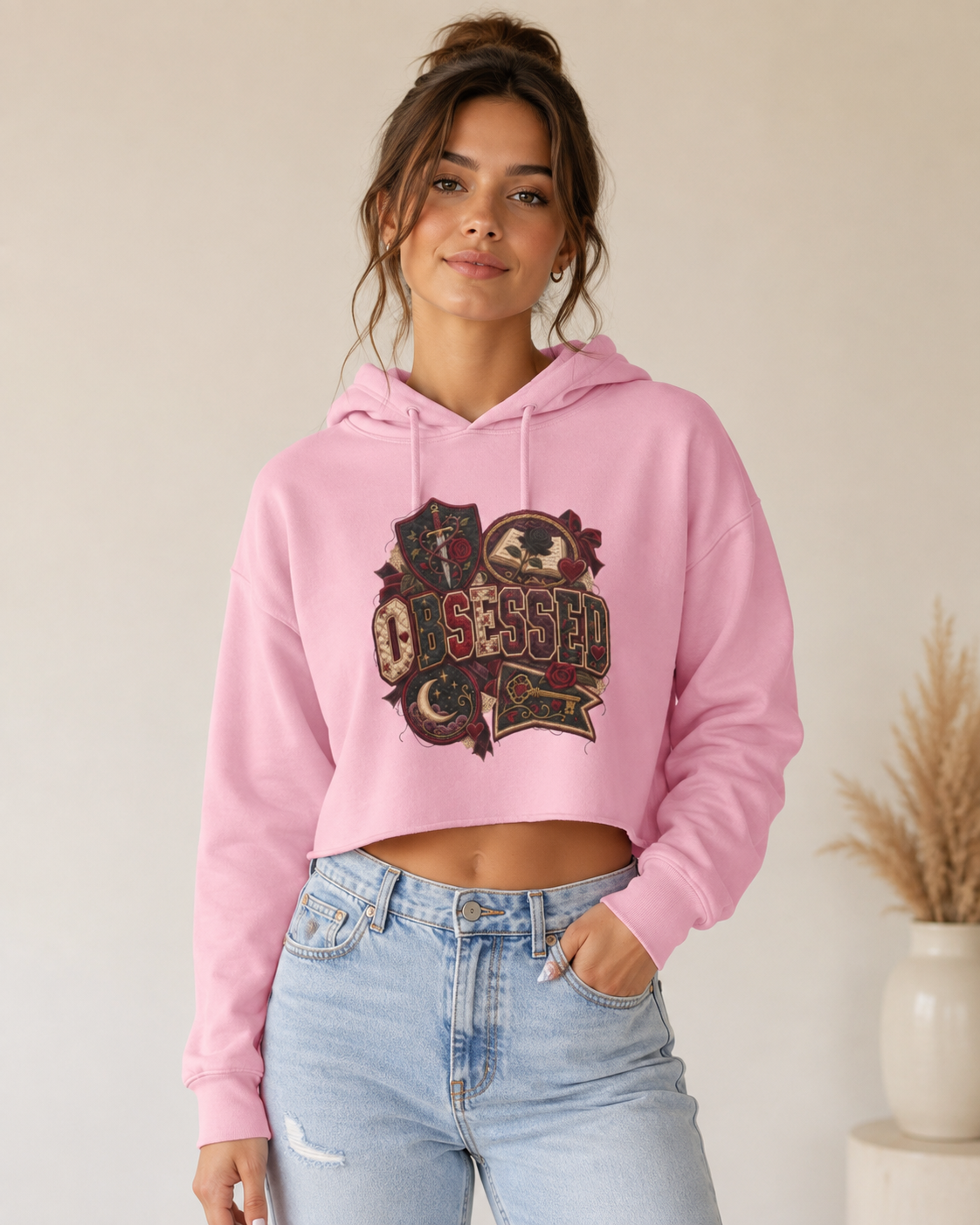 Dark Romance Cropped Hoodie, Obsession Book Lover Sweatshirt, Gothic Romance Reader Hoodie, Bookish Gift for Her