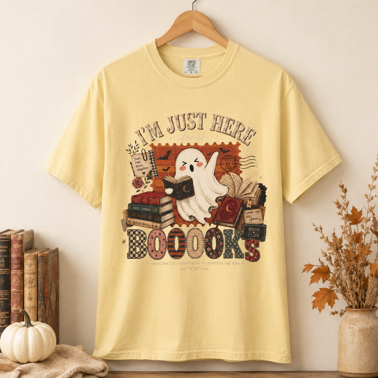 Im Just Here for the Boooooks Shirt, Halloween Book Lover Tee, Ghost Reading Shirt, Bookish Fall Shirt, Spooky Reader Gift