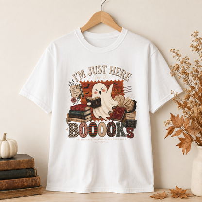 Im Just Here for the Boooooks Shirt, Halloween Book Lover Tee, Ghost Reading Shirt, Bookish Fall Shirt, Spooky Reader Gift
