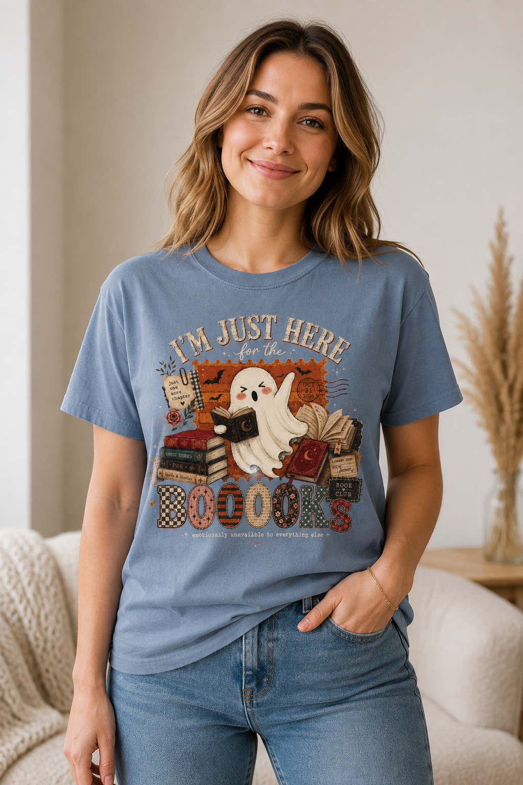 Im Just Here for the Boooooks Shirt, Halloween Book Lover Tee, Ghost Reading Shirt, Bookish Fall Shirt, Spooky Reader Gift