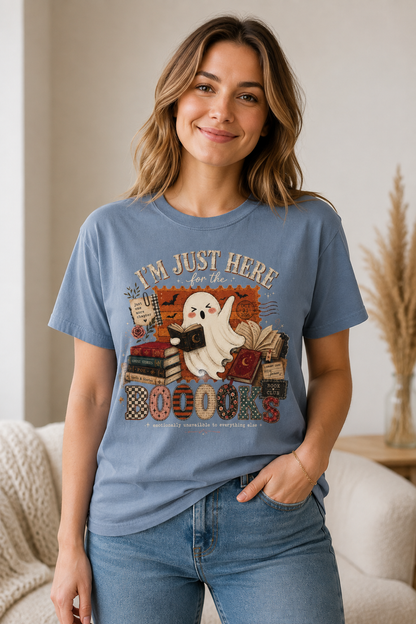 Im Just Here for the Boooooks Shirt, Halloween Book Lover Tee, Ghost Reading Shirt, Bookish Fall Shirt, Spooky Reader Gift