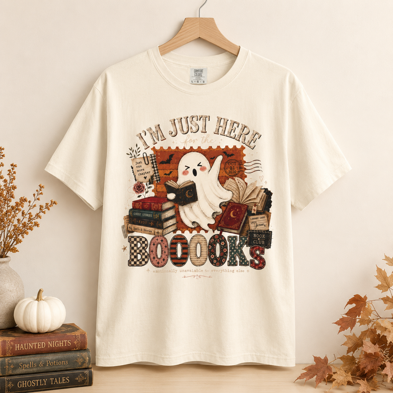 Im Just Here for the Boooooks Shirt, Halloween Book Lover Tee, Ghost Reading Shirt, Bookish Fall Shirt, Spooky Reader Gift