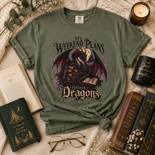 My Weekend Plans Involve Dragons Shirt, Romantasy T Shirt, Book Lover Tee, Dragon Reader Shirt, Fantasy Bookish Shirt, Bookish Gift