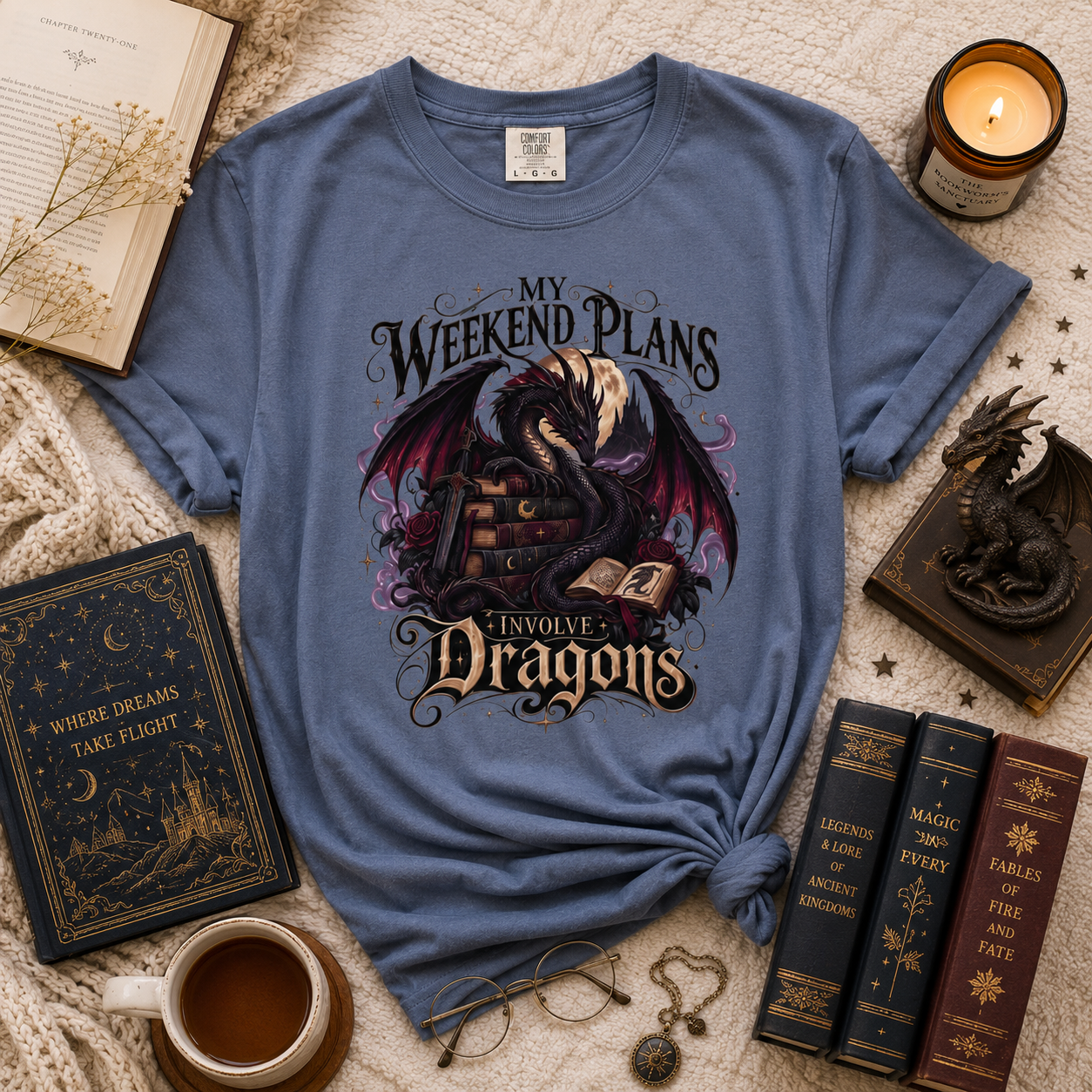 My Weekend Plans Involve Dragons Shirt, Romantasy T Shirt, Book Lover Tee, Dragon Reader Shirt, Fantasy Bookish Shirt, Bookish Gift
