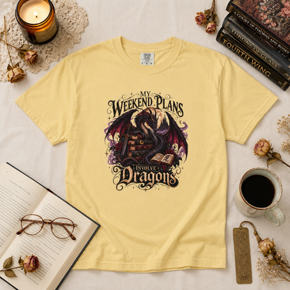 My Weekend Plans Involve Dragons Shirt, Romantasy T Shirt, Book Lover Tee, Dragon Reader Shirt, Fantasy Bookish Shirt, Bookish Gift