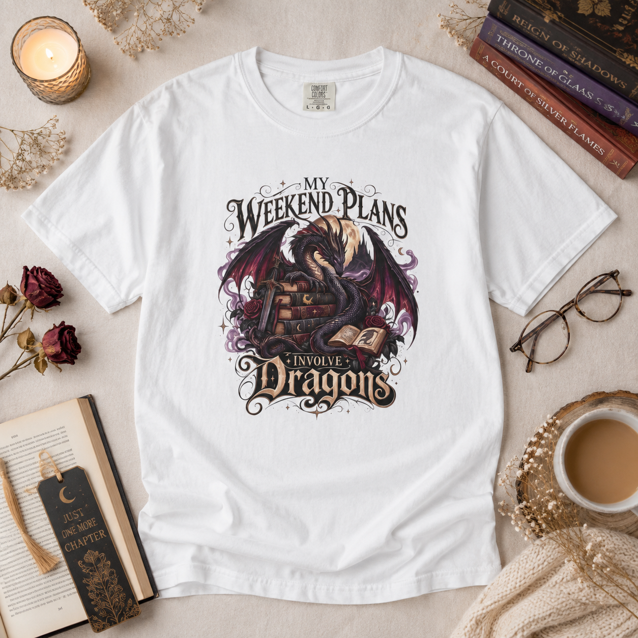 My Weekend Plans Involve Dragons Shirt, Romantasy T Shirt, Book Lover Tee, Dragon Reader Shirt, Fantasy Bookish Shirt, Bookish Gift