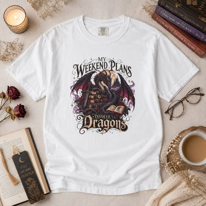 My Weekend Plans Involve Dragons Shirt, Romantasy T Shirt, Book Lover Tee, Dragon Reader Shirt, Fantasy Bookish Shirt, Bookish Gift