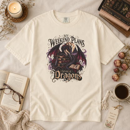 My Weekend Plans Involve Dragons Shirt, Romantasy T Shirt, Book Lover Tee, Dragon Reader Shirt, Fantasy Bookish Shirt, Bookish Gift