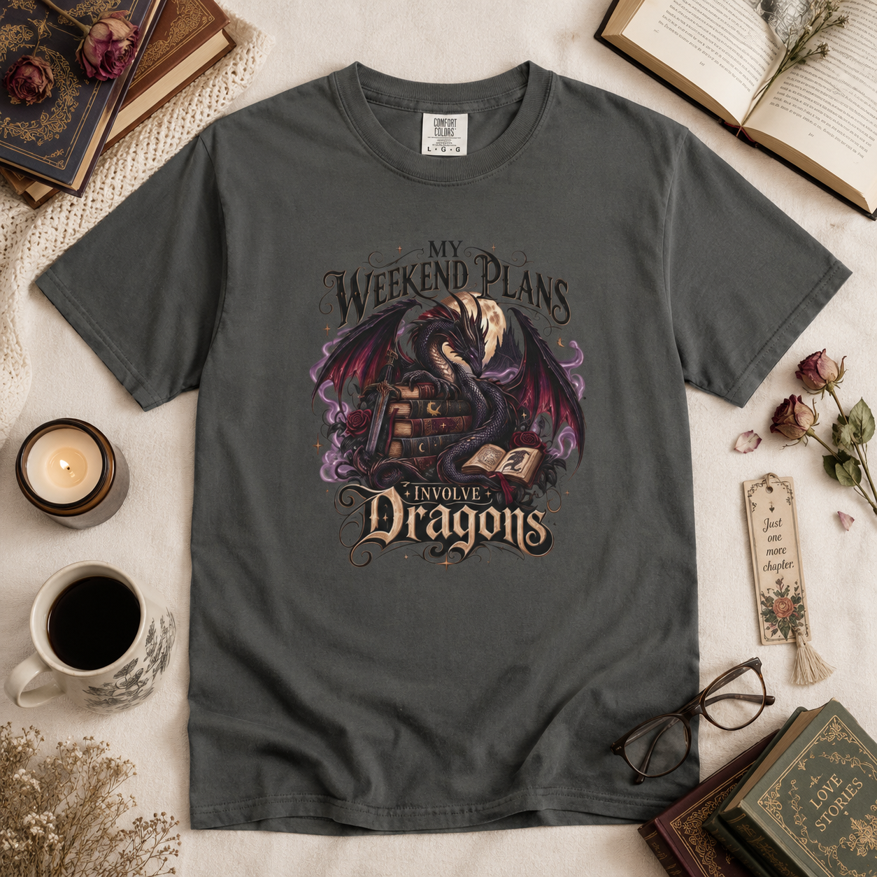 My Weekend Plans Involve Dragons Shirt, Romantasy T Shirt, Book Lover Tee, Dragon Reader Shirt, Fantasy Bookish Shirt, Bookish Gift