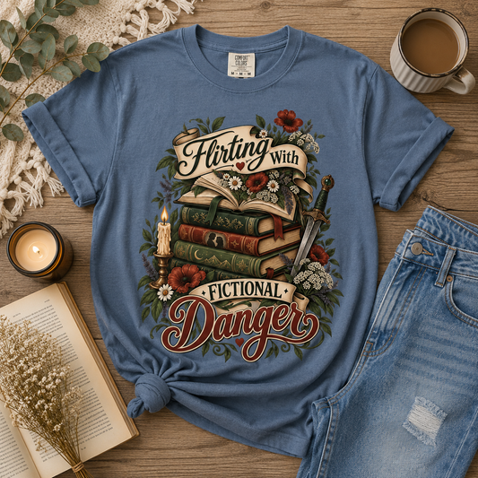 Flirting With Fictional Danger Shirt, Romantasy Reader Shirt, Dark Fantasy Bookish Tee, Romance Book Lover Gift, BookTok Merch