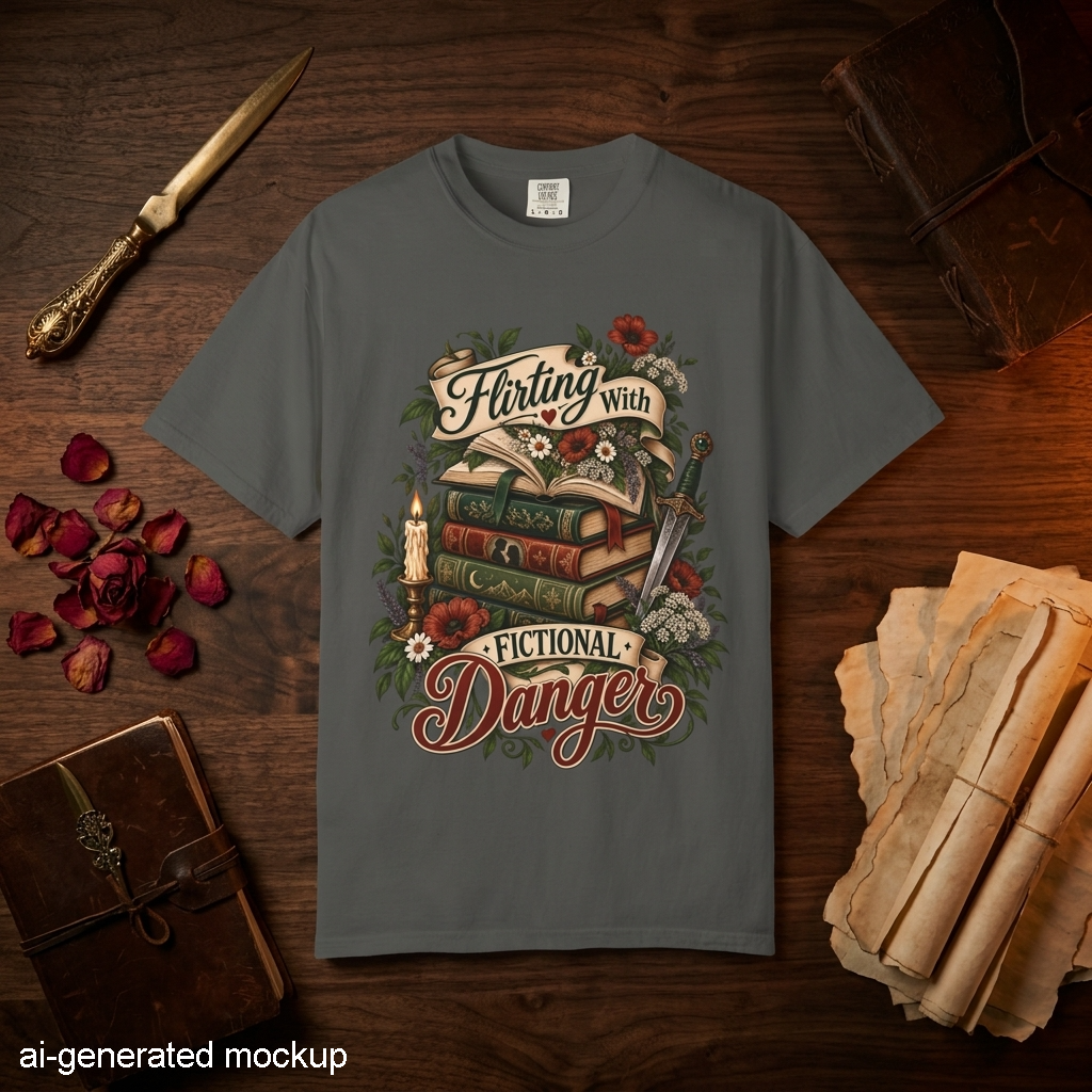 Flirting With Fictional Danger Shirt, Romantasy Reader Shirt, Dark Fantasy Bookish Tee, Romance Book Lover Gift, BookTok Merch
