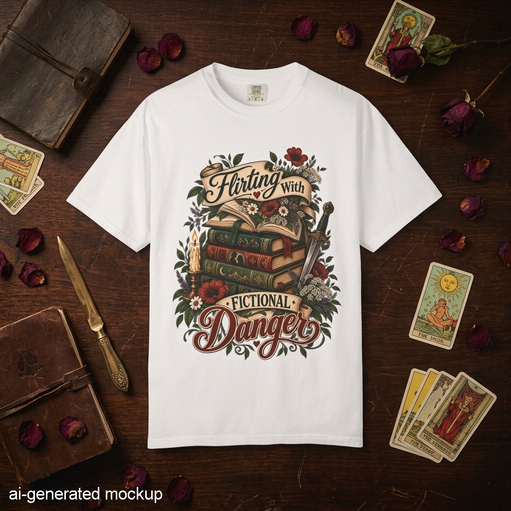 Flirting With Fictional Danger Shirt, Romantasy Reader Shirt, Dark Fantasy Bookish Tee, Romance Book Lover Gift, BookTok Merch
