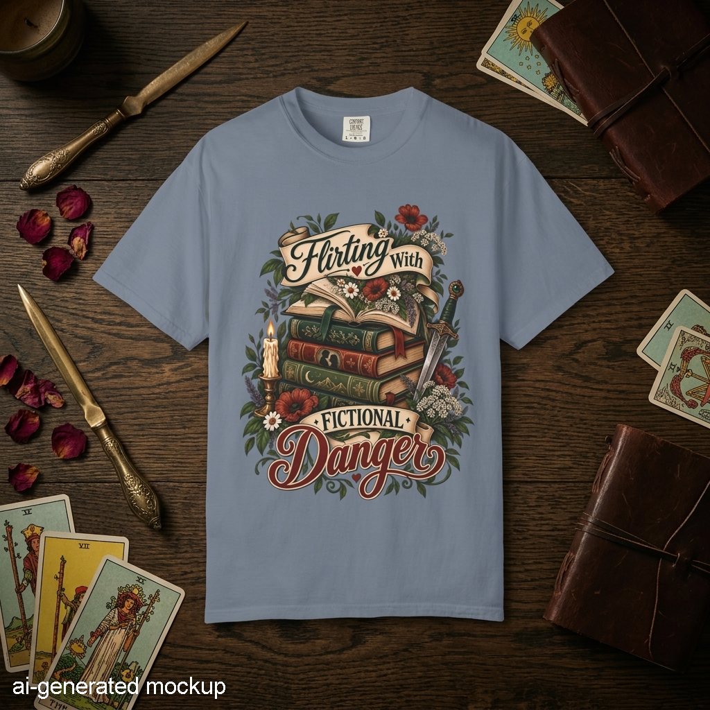 Flirting With Fictional Danger Shirt, Romantasy Reader Shirt, Dark Fantasy Bookish Tee, Romance Book Lover Gift, BookTok Merch