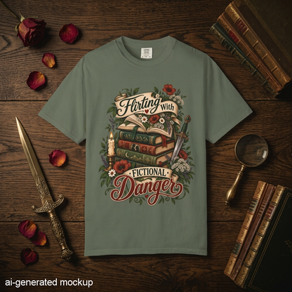 Flirting With Fictional Danger Shirt, Romantasy Reader Shirt, Dark Fantasy Bookish Tee, Romance Book Lover Gift, BookTok Merch