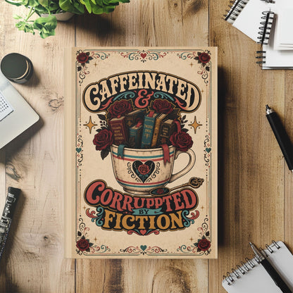 Caffeinated and Corrupted by Fiction Journal, Book Lover Notebook, Romance Reader Gift, Bookish Journal, BookTok Gift for Her