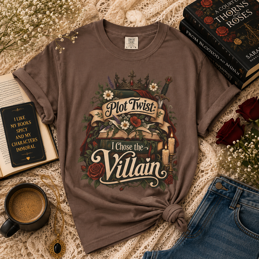 Plot Twist I Chose the Villain Shirt, Romantasy Reader Shirt, Dark Romance Bookish Tee, Villain Book Lover Gift, BookTok Merch