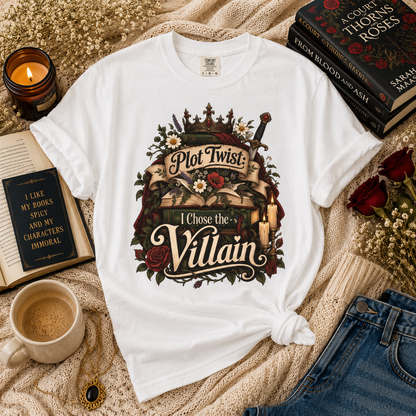 Plot Twist I Chose the Villain Shirt, Romantasy Reader Shirt, Dark Romance Bookish Tee, Villain Book Lover Gift, BookTok Merch