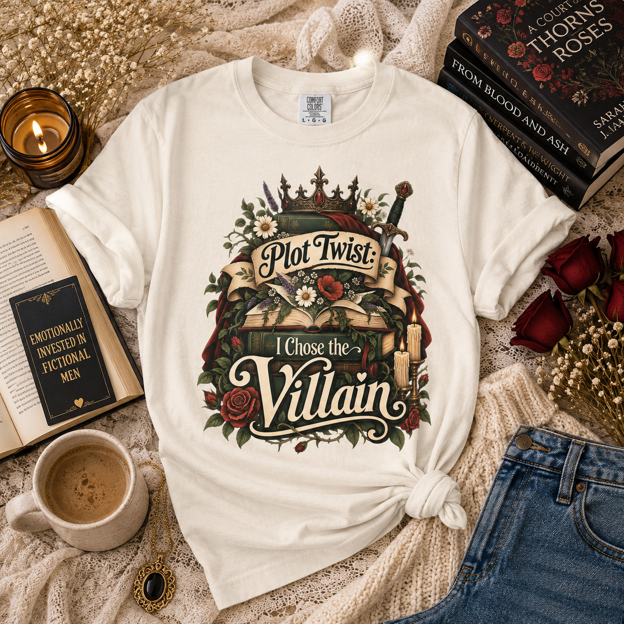 Plot Twist I Chose the Villain Shirt, Romantasy Reader Shirt, Dark Romance Bookish Tee, Villain Book Lover Gift, BookTok Merch