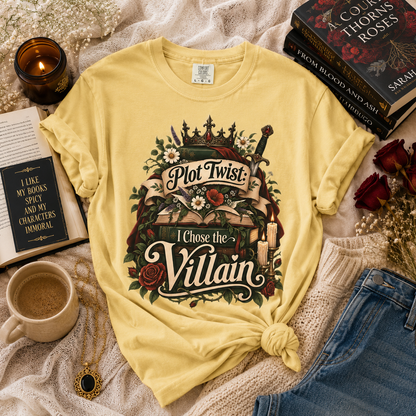 Plot Twist I Chose the Villain Shirt, Romantasy Reader Shirt, Dark Romance Bookish Tee, Villain Book Lover Gift, BookTok Merch