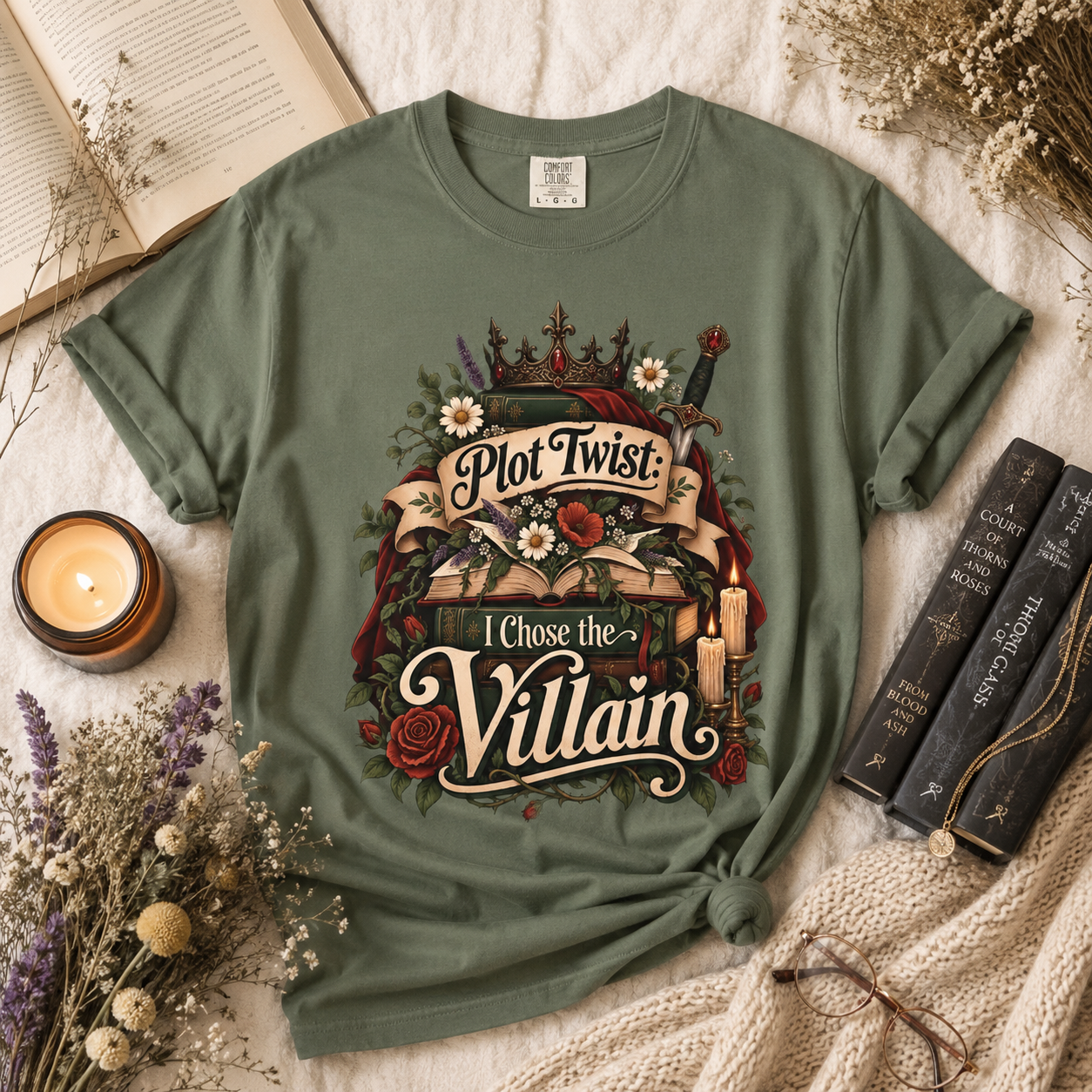 Plot Twist I Chose the Villain Shirt, Romantasy Reader Shirt, Dark Romance Bookish Tee, Villain Book Lover Gift, BookTok Merch