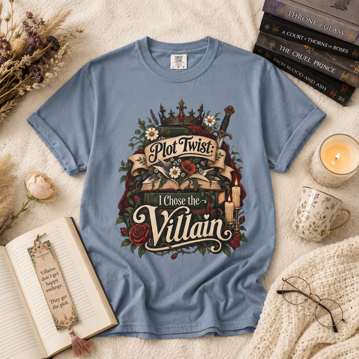 Plot Twist I Chose the Villain Shirt, Romantasy Reader Shirt, Dark Romance Bookish Tee, Villain Book Lover Gift, BookTok Merch