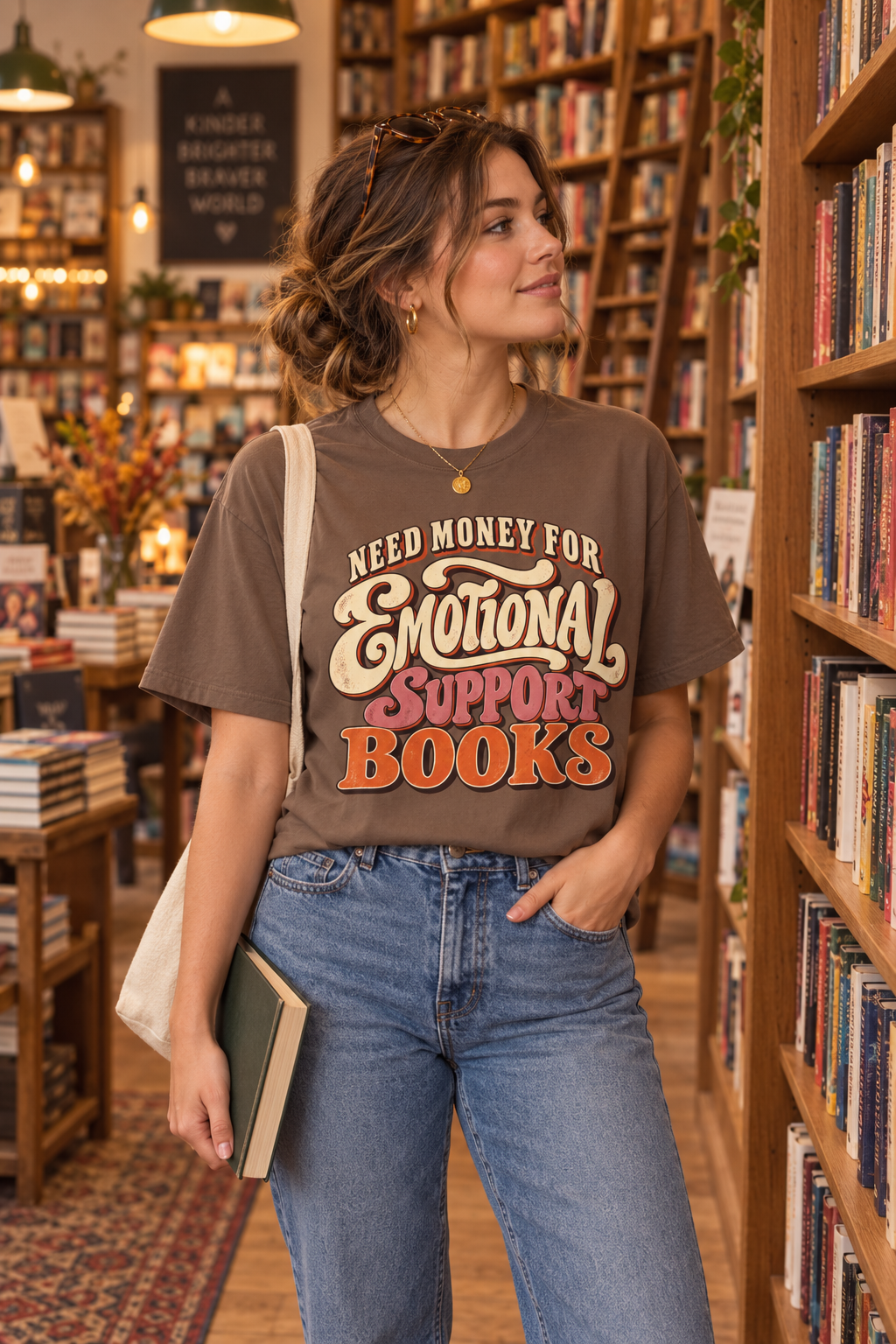 Need money for emotional support books? This funny retro book lover shirt is perfect for readers who consider bookstore trips a form of self-care. Featuring bold 1970s-inspired typography and cozy vintage colors, it makes a fun gift for BookTok readers, Bookstagram friends, librarians, book club members, and anyone with an ever-growing TBR pile. Wear it for bookstore visits, library days, reading weekends, or your next book club meeting.

#BookLoverShirt #BookishStyle #ReaderGift #BookTokFashion #BookClubSh