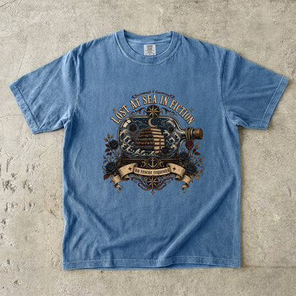 Lost at Sea in Fiction Shirt, Dark Romance Reader Tee, Nautical Book Lover Shirt, BookTok Gift, Gothic Romance Graphic Tee