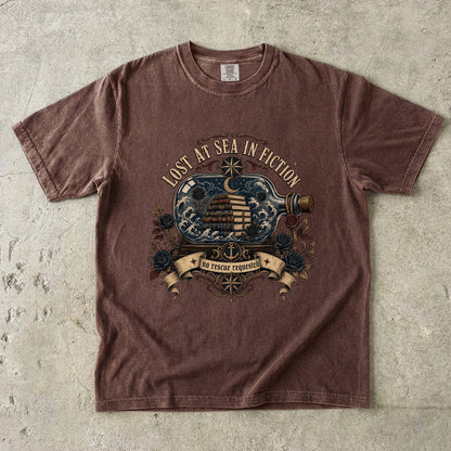 Lost at Sea in Fiction Shirt, Dark Romance Reader Tee, Nautical Book Lover Shirt, BookTok Gift, Gothic Romance Graphic Tee