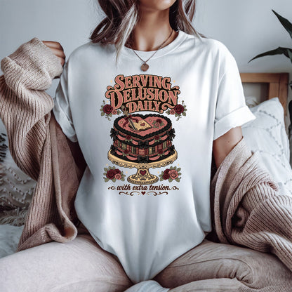 Serving Delusion Daily Shirt, Dark Romance Reader Tee, Book Lover Shirt, BookTok Romance Gift, Morally Gray Bookish Tee