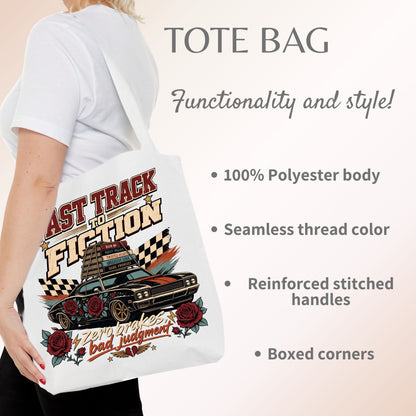 Fast Track to Fiction Tote Bag, Dark Romance Book Lover Tote, Romance Reader Gift, BookTok Bag, Fictional Men Bookish Tote
