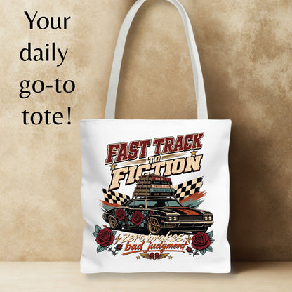 Fast Track to Fiction Tote Bag, Dark Romance Book Lover Tote, Romance Reader Gift, BookTok Bag, Fictional Men Bookish Tote