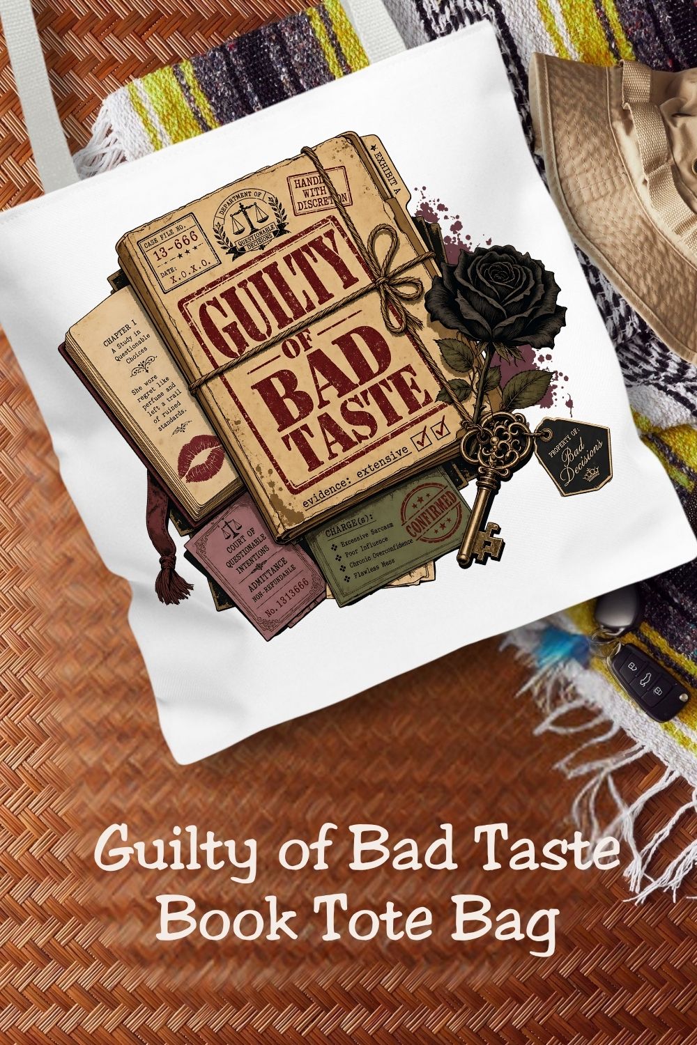 Guilty of Bad Taste Tote Bag, Dark Romance Book Lover Tote, Morally Grey Reader Gift, BookTok Bag, Gothic Bookish Tote
