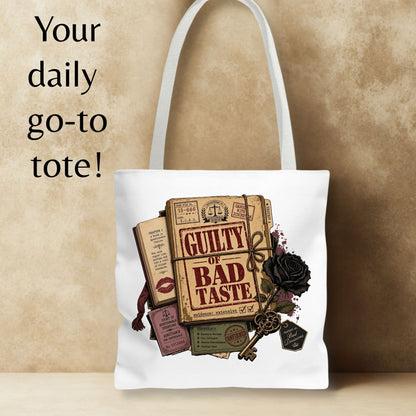 Guilty of Bad Taste Tote Bag, Dark Romance Book Lover Tote, Morally Grey Reader Gift, BookTok Bag, Gothic Bookish Tote