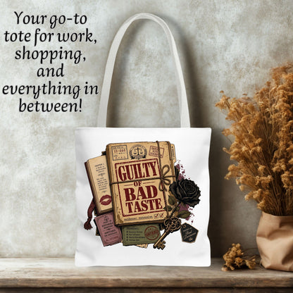 Guilty of Bad Taste Tote Bag, Dark Romance Book Lover Tote, Morally Grey Reader Gift, BookTok Bag, Gothic Bookish Tote