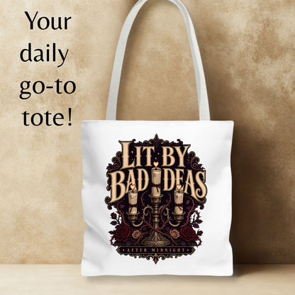 Lit By Bad Ideas Tote Bag, Dark Romance Book Lover Tote, After Midnight Reader Gift, Gothic Bookish Bag, BookTok Romance Tote