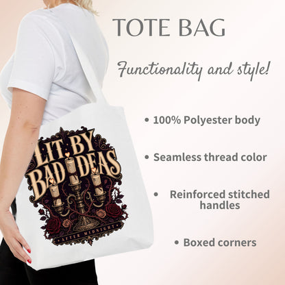 Lit By Bad Ideas Tote Bag, Dark Romance Book Lover Tote, After Midnight Reader Gift, Gothic Bookish Bag, BookTok Romance Tote