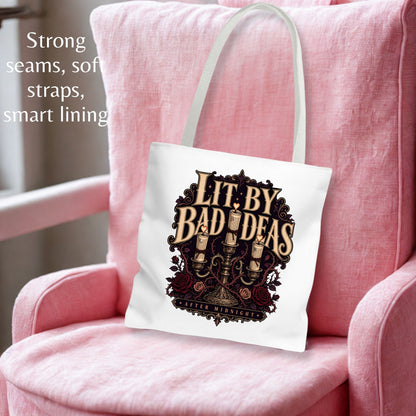 Lit By Bad Ideas Tote Bag, Dark Romance Book Lover Tote, After Midnight Reader Gift, Gothic Bookish Bag, BookTok Romance Tote