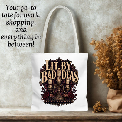 Lit By Bad Ideas Tote Bag, Dark Romance Book Lover Tote, After Midnight Reader Gift, Gothic Bookish Bag, BookTok Romance Tote