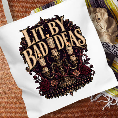 Lit By Bad Ideas Tote Bag, Dark Romance Book Lover Tote, After Midnight Reader Gift, Gothic Bookish Bag, BookTok Romance Tote